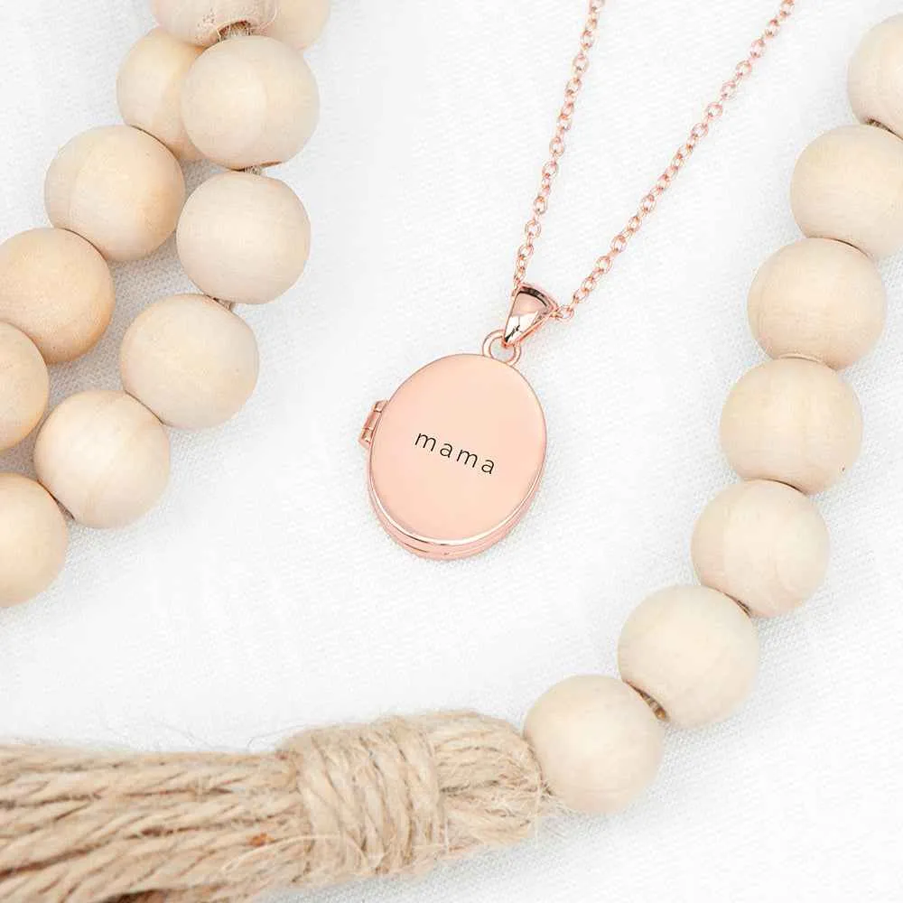 Engraved Oval Photo Locket