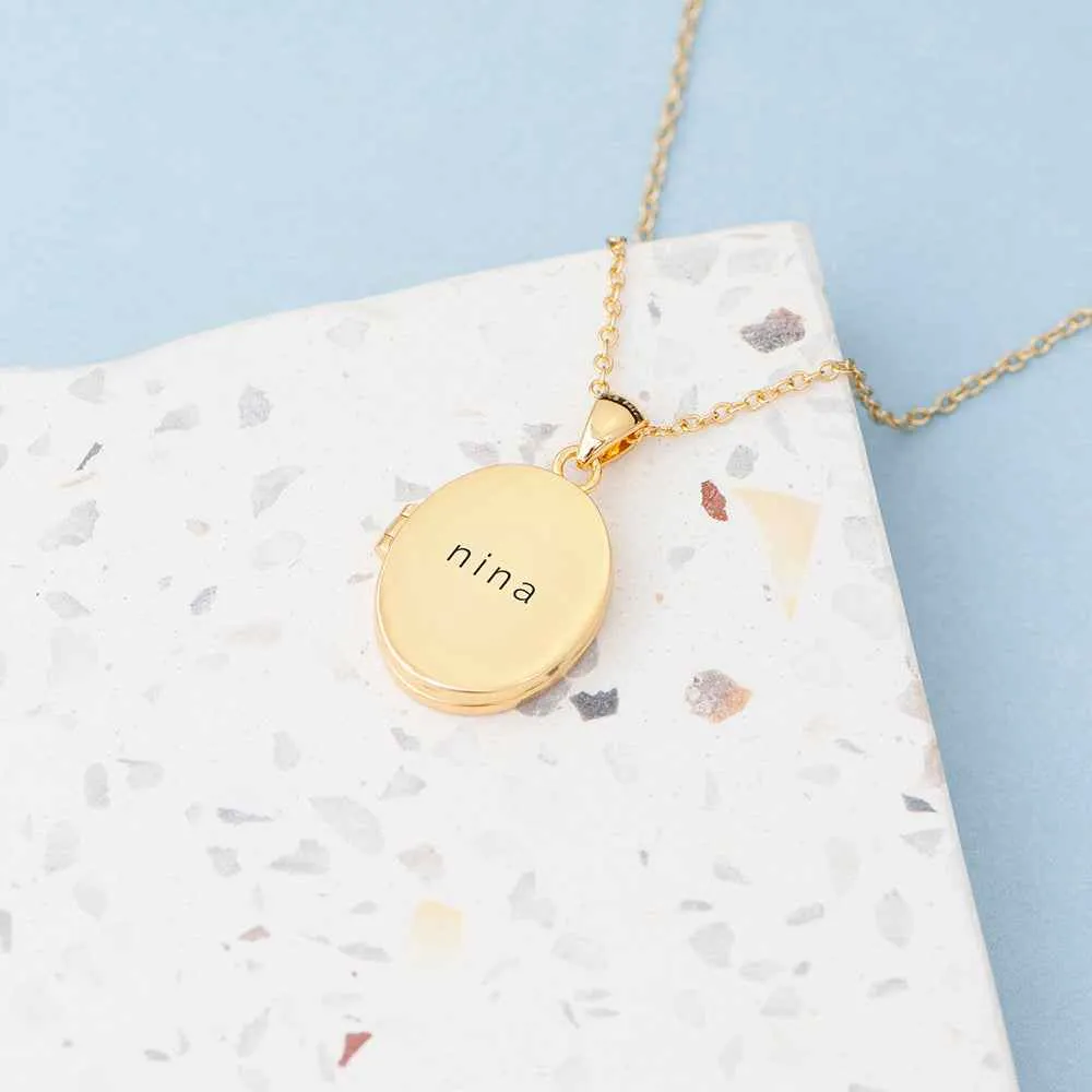 Engraved Oval Photo Locket