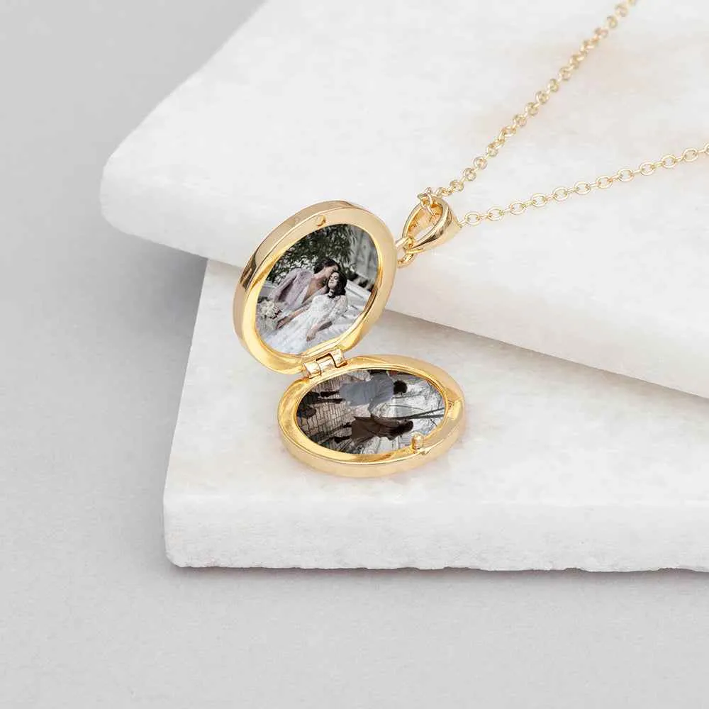 Engraved Oval Photo Locket