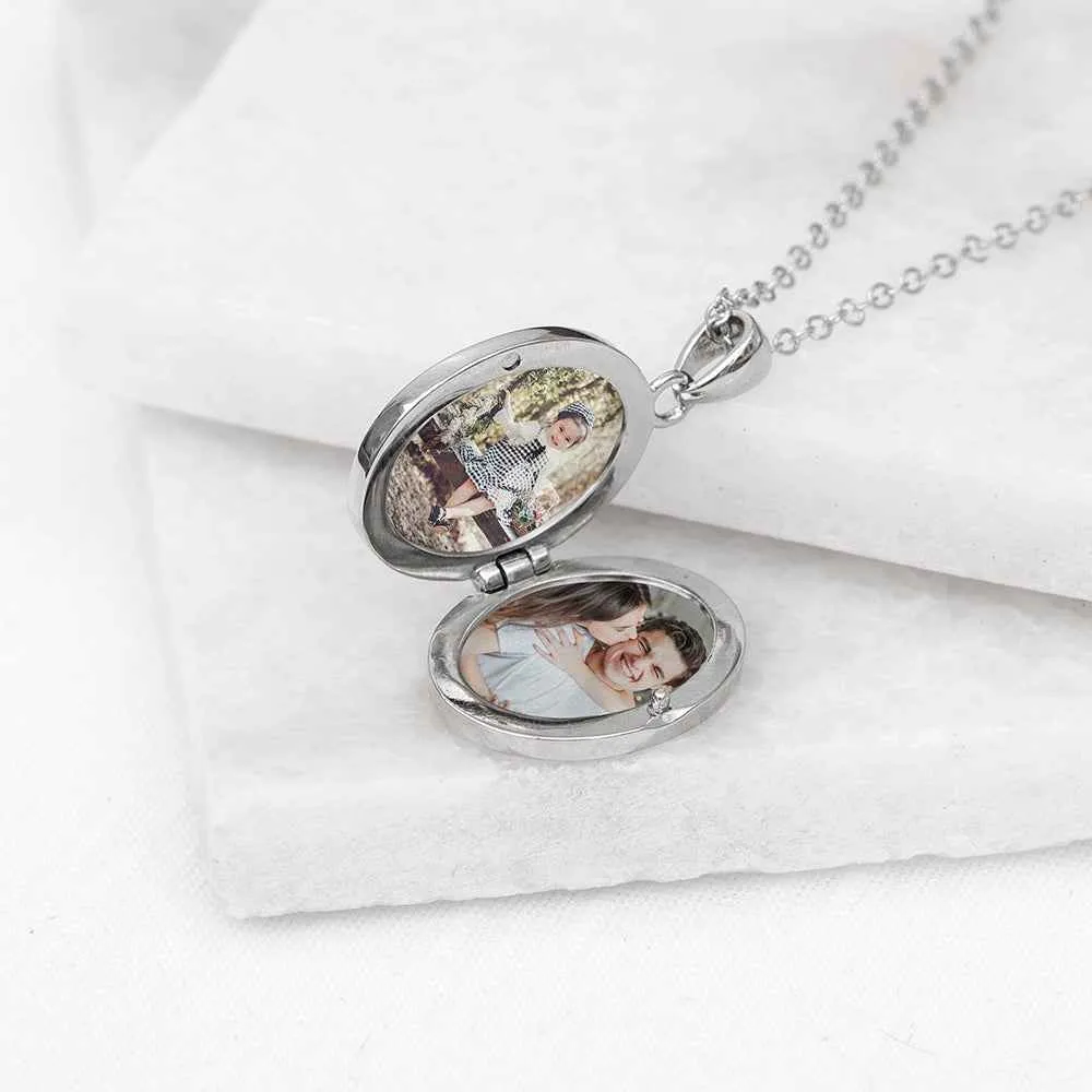 Engraved Oval Photo Locket