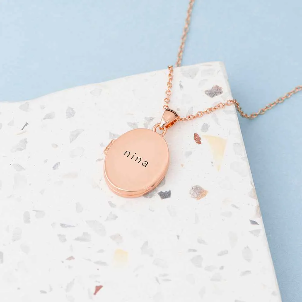 Engraved Oval Photo Locket