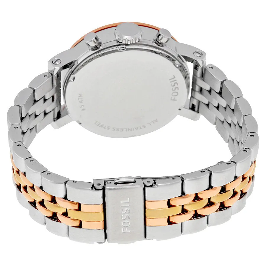 Fossil Boyfriend Chronograph Silver Dial Tri- tone Ladies Watch ES3840