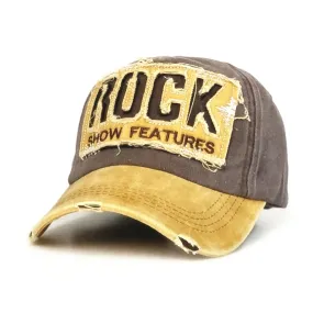 Frayed Baseball Cap for Men and Women / Rock Letter Embroidery Cotton Sun Hat