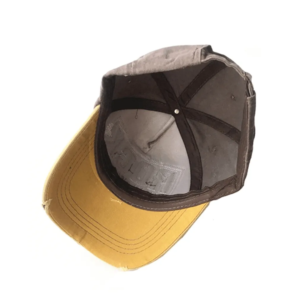 Frayed Baseball Cap for Men and Women / Rock Letter Embroidery Cotton Sun Hat