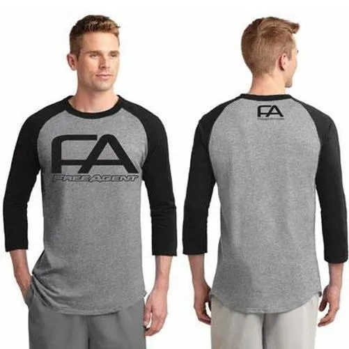 FREE Agent Men'S Baseball T-Shirt Heather Gray/Black M
