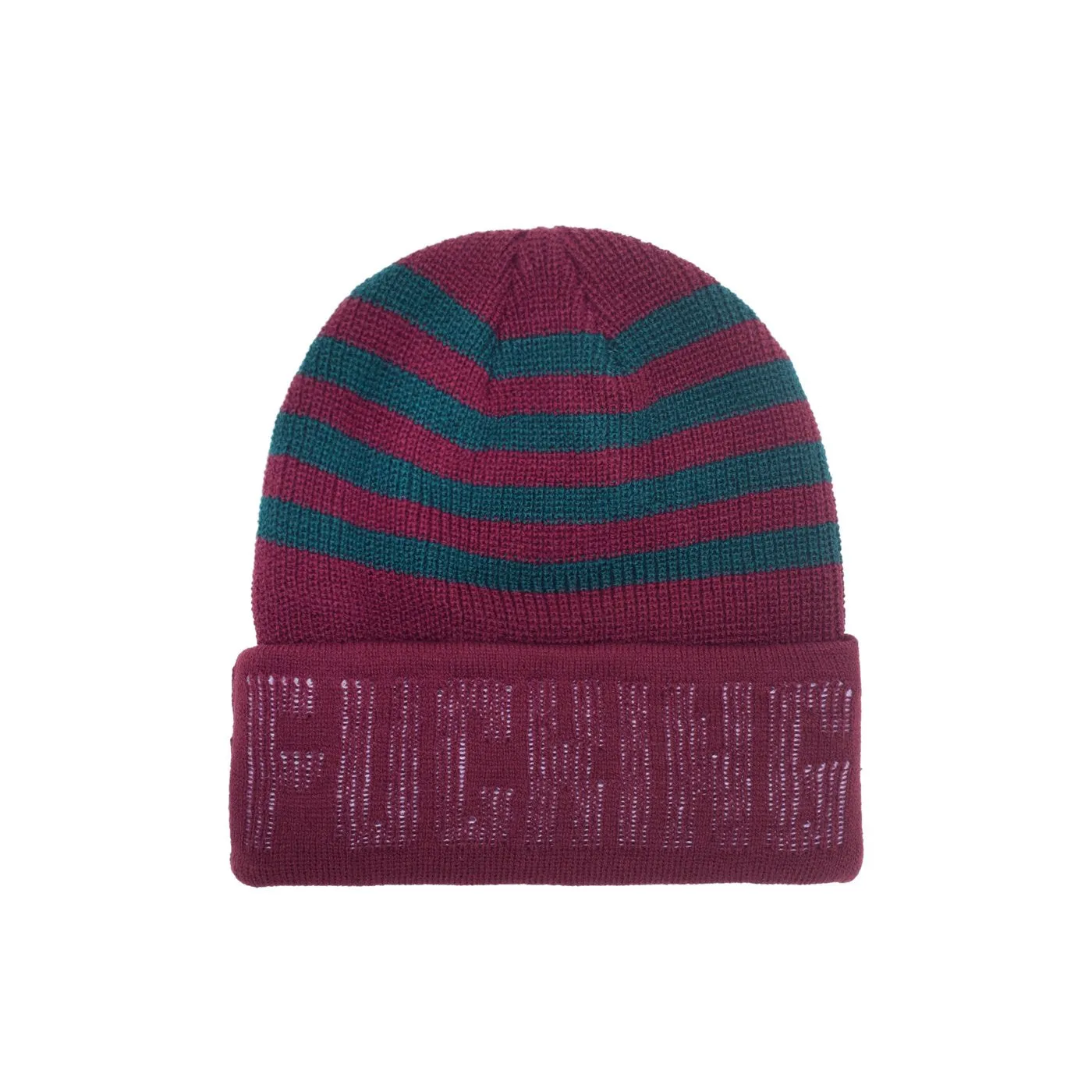 FUCKING AWESOME FA WORLD STRIPED CUFF BEANIE MAROON / GREEN