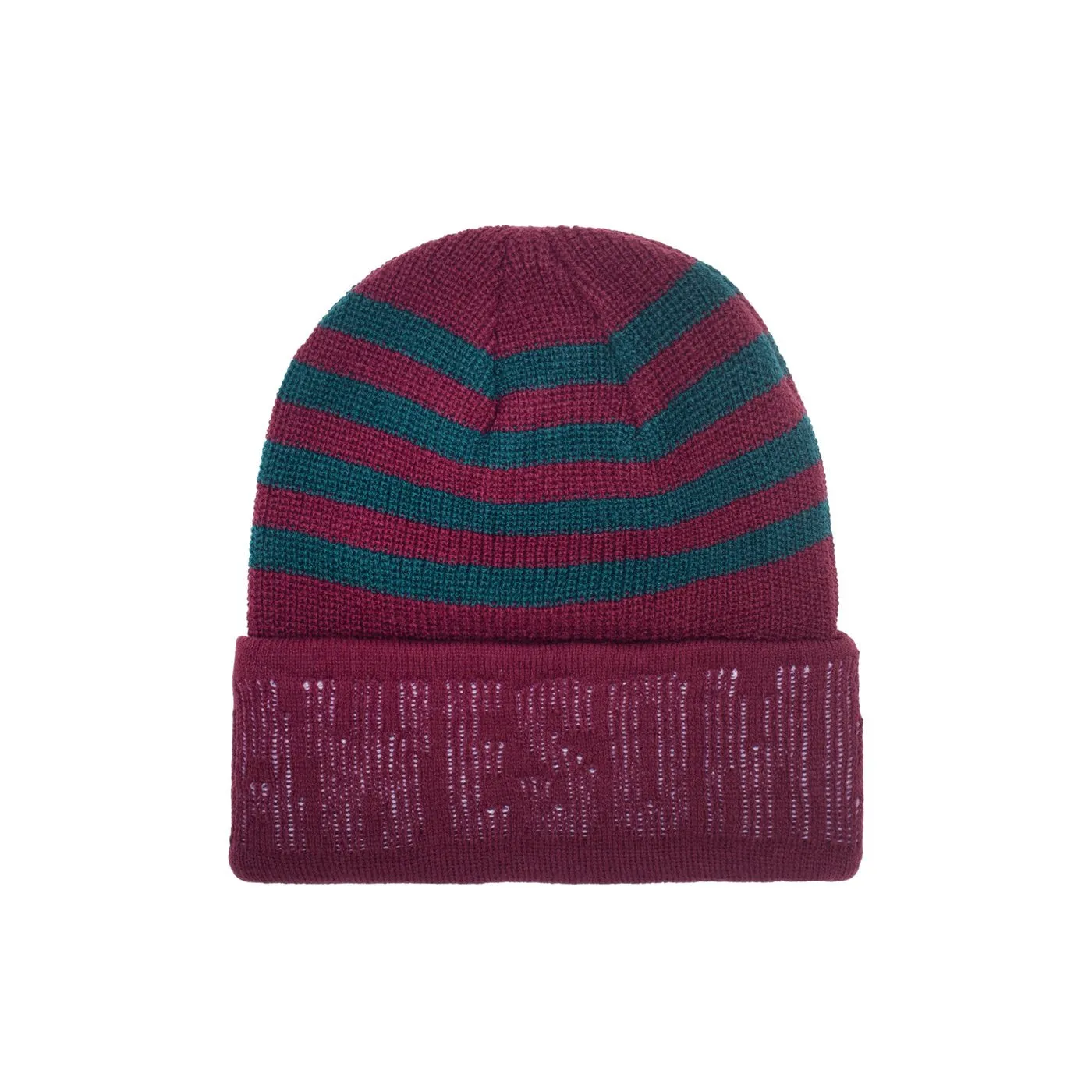 FUCKING AWESOME FA WORLD STRIPED CUFF BEANIE MAROON / GREEN
