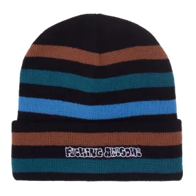 FUCKING AWESOME WANTO STRIPED CUFF BEANIE BLACK