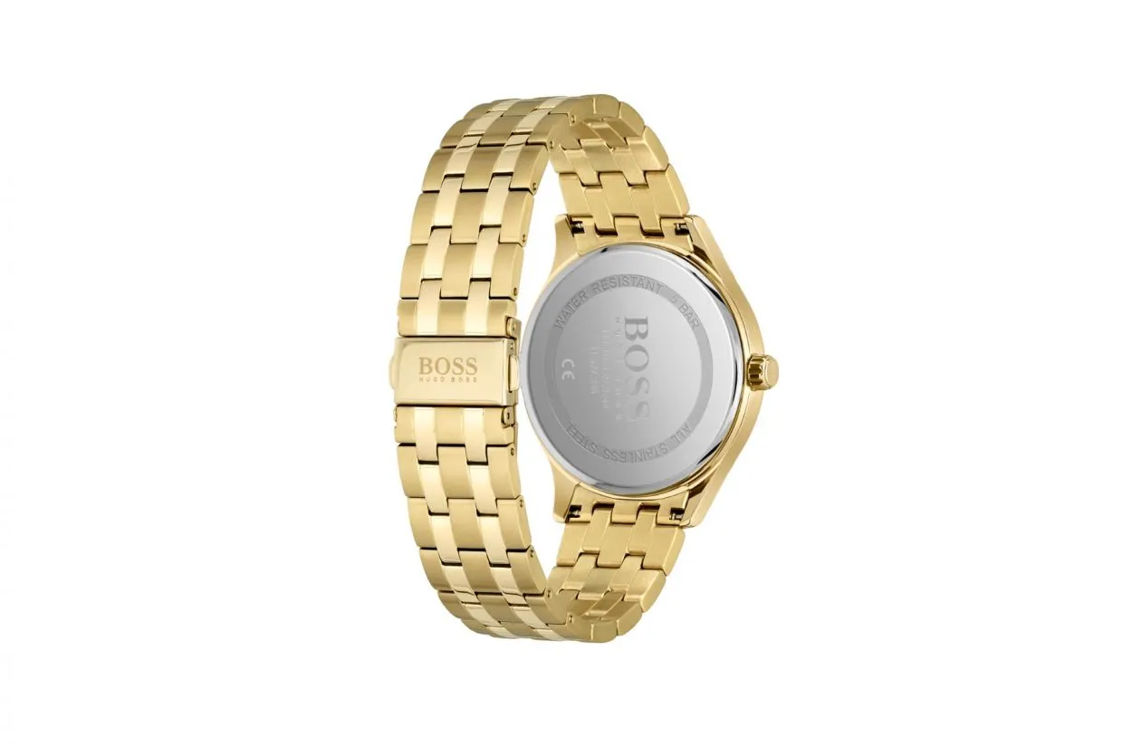 Gents Boss Elite Gold Ip Bracelet Watch