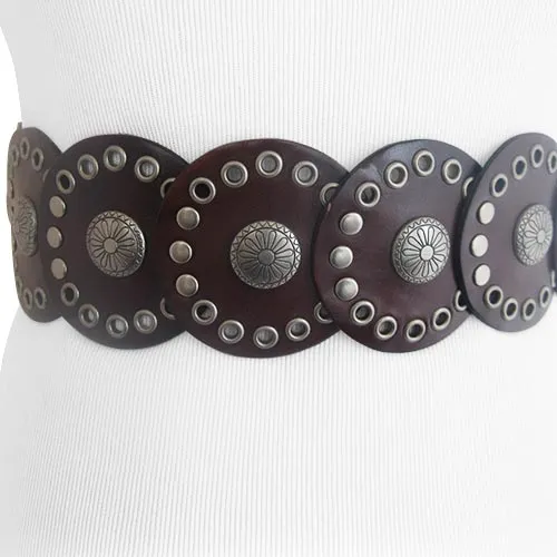 Genuine leather chocolate brown belt with beautifully engraved buckle