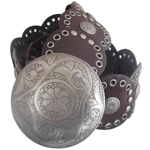 Genuine leather chocolate brown belt with beautifully engraved buckle