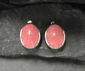 Genuine Rhodochrosite Earrings - Rare Pink Earrings - Large Oval Earrings