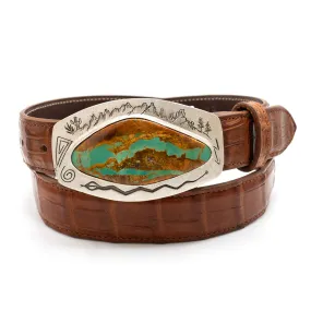 Gloria Stewart Royston Turquoise One Piece Belt Buckle 1.25