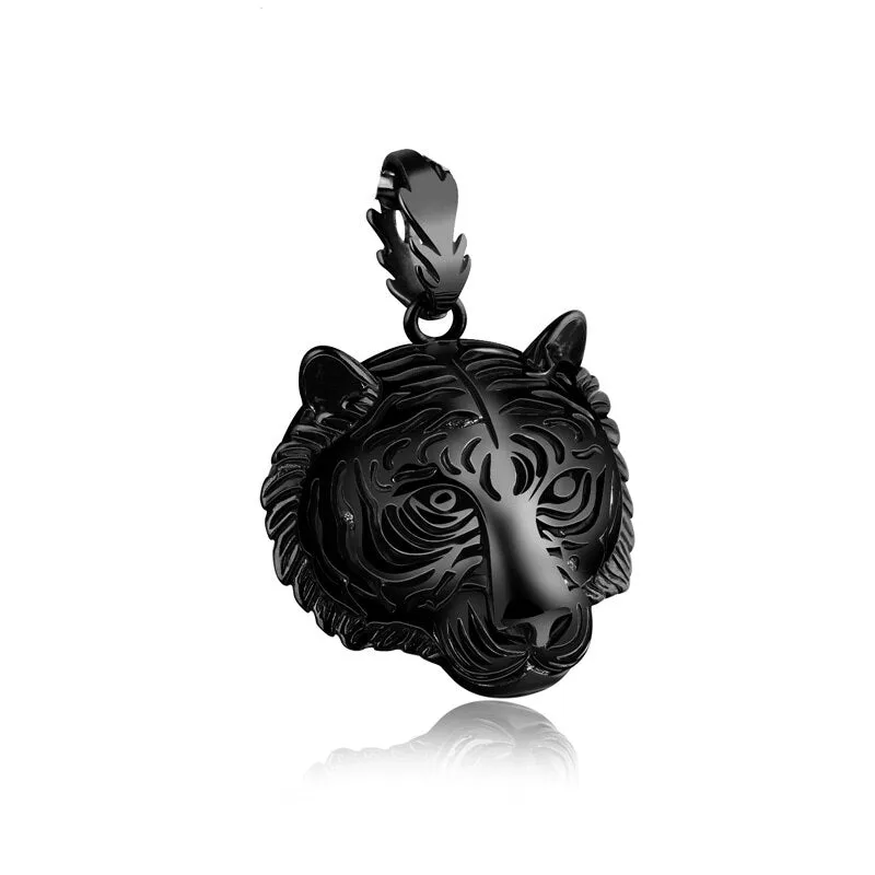 Gold/Black/Silver Color Stainless Steel Tiger Pendant Necklace Punk Men