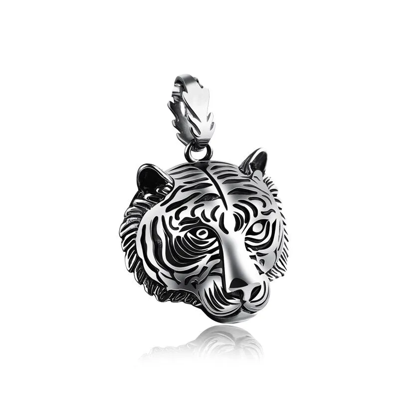 Gold/Black/Silver Color Stainless Steel Tiger Pendant Necklace Punk Men