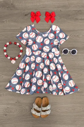 Gray Baseball Hearts Dress