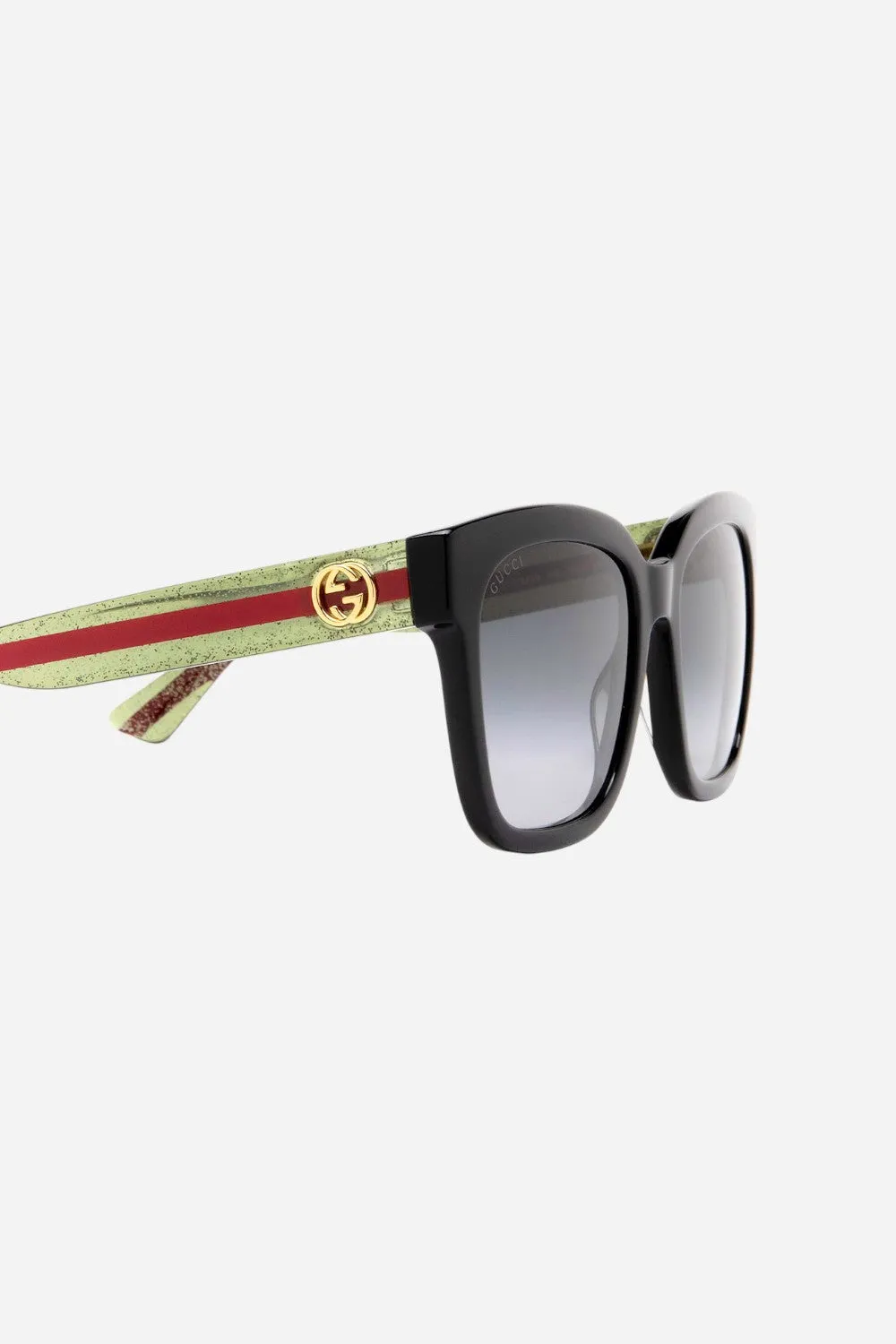Gucci Black/Green Square Sunglasses - Gg0034sn-002 54