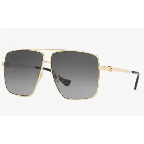 Gucci Women's Sunglasses - Gradient Lens Gold/Black Pilot Metal Frame | GG1087S 001