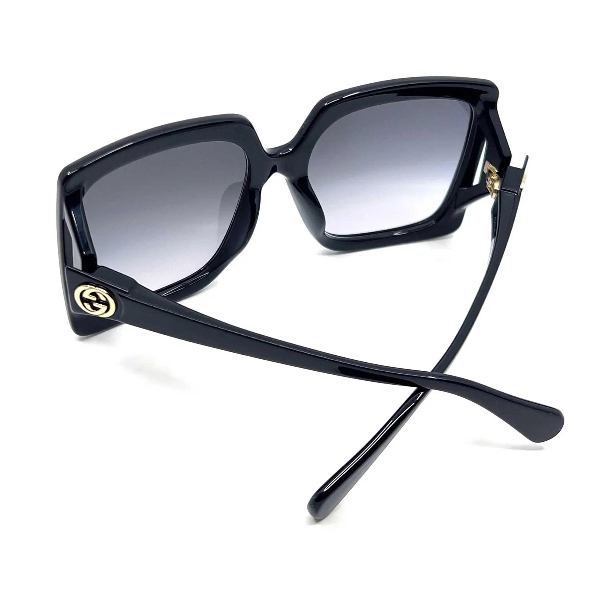 Gucci Women's Sunglasses - Gradient Lens Shiny Black Square Shape Frame | GG0876SA 001