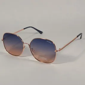 Guess Butterfly Sunglasses Rose Gold Frame Blue Gradient Lens GF0385 28W