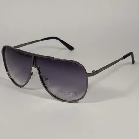 Guess Shield Aviator Sunglasses Gunmetal Frame Gray Gradient Lens GF0199 09B