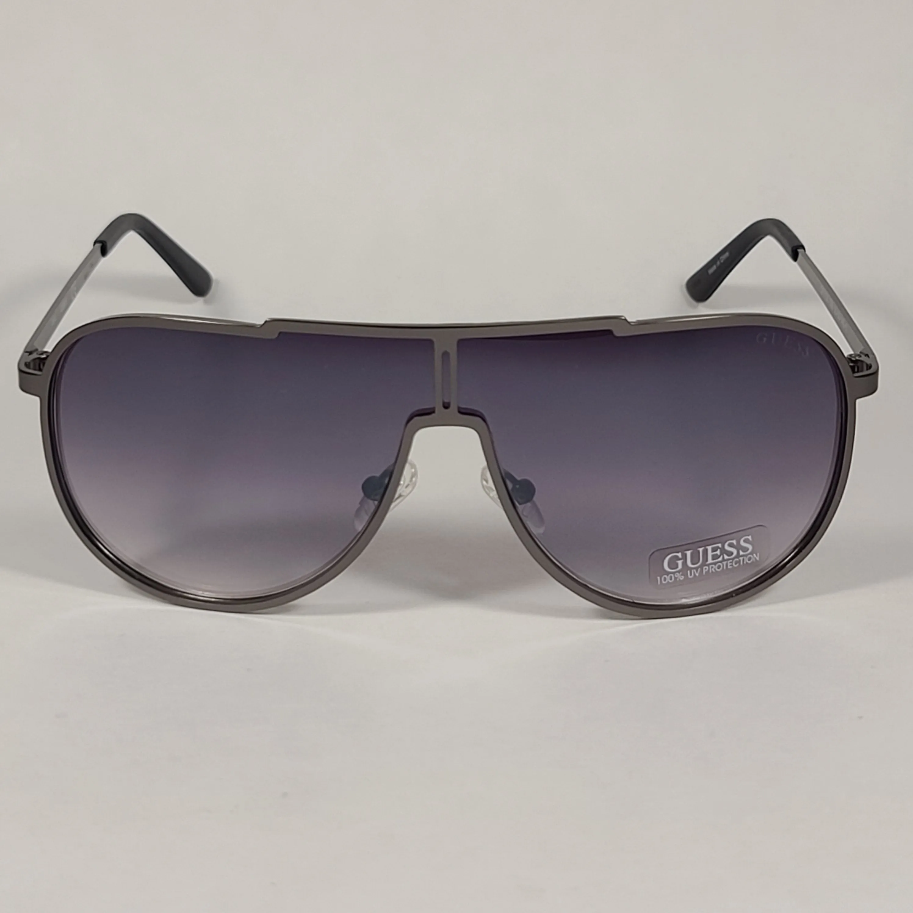 Guess Shield Aviator Sunglasses Gunmetal Frame Gray Gradient Lens GF0199 09B