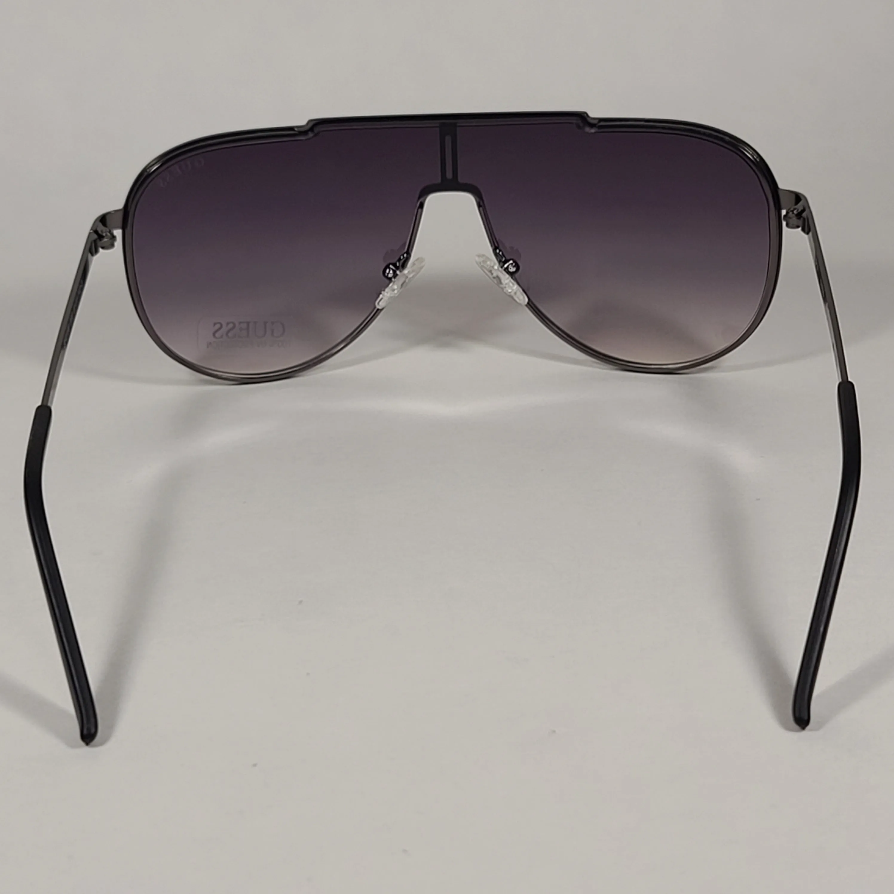 Guess Shield Aviator Sunglasses Gunmetal Frame Gray Gradient Lens GF0199 09B