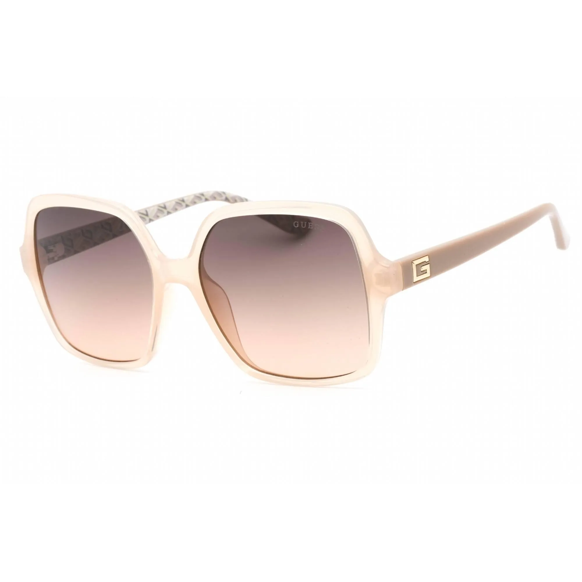 Guess Women's Sunglasses - Full Rim Shiny Beige Plastic Rectangular | GU7921-H 57F