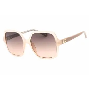 Guess Women's Sunglasses - Full Rim Shiny Beige Plastic Rectangular | GU7921-H 57F