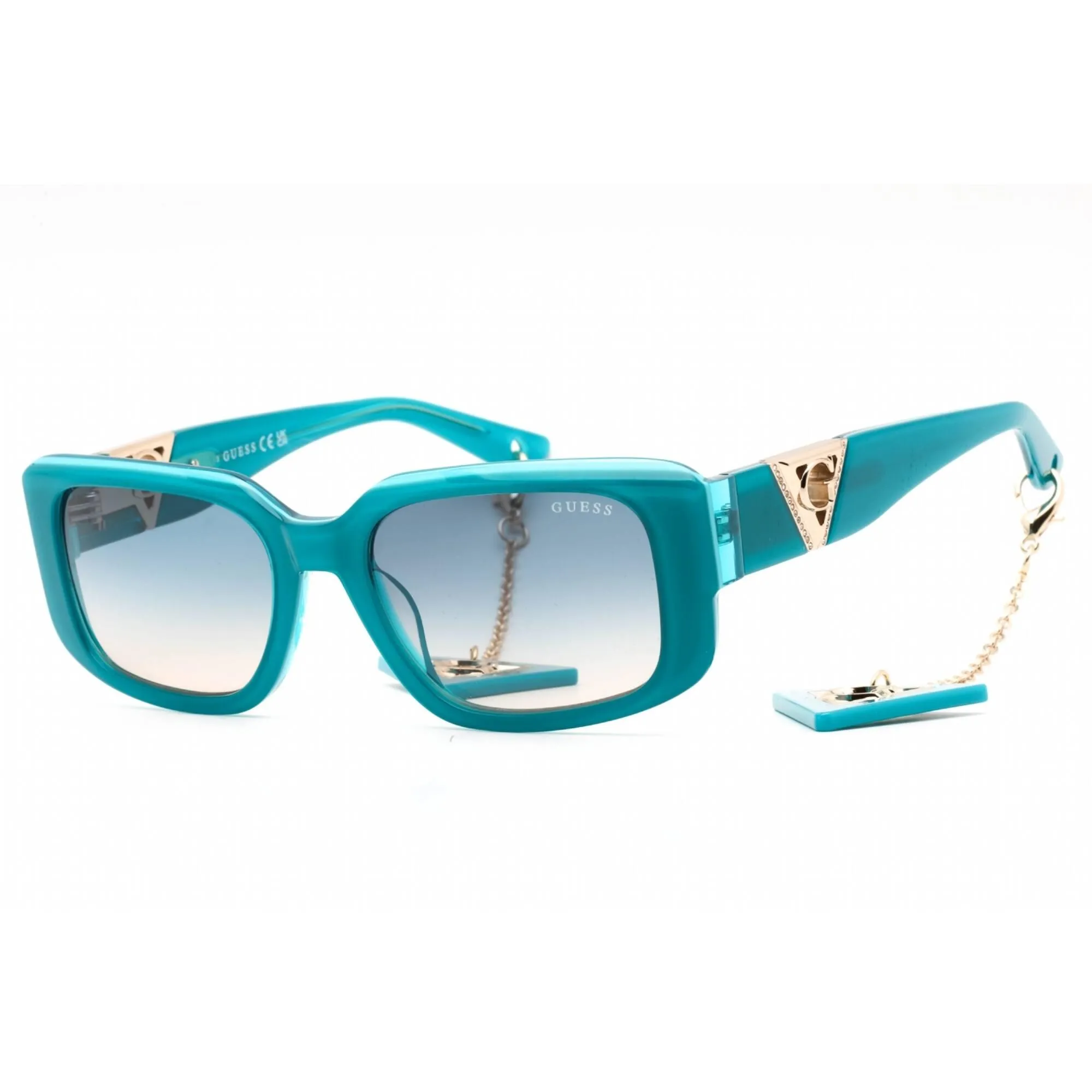 Guess Women's Sunglasses - Full Rim Shiny Turquoise Rectangular Frame | GU7891 87W