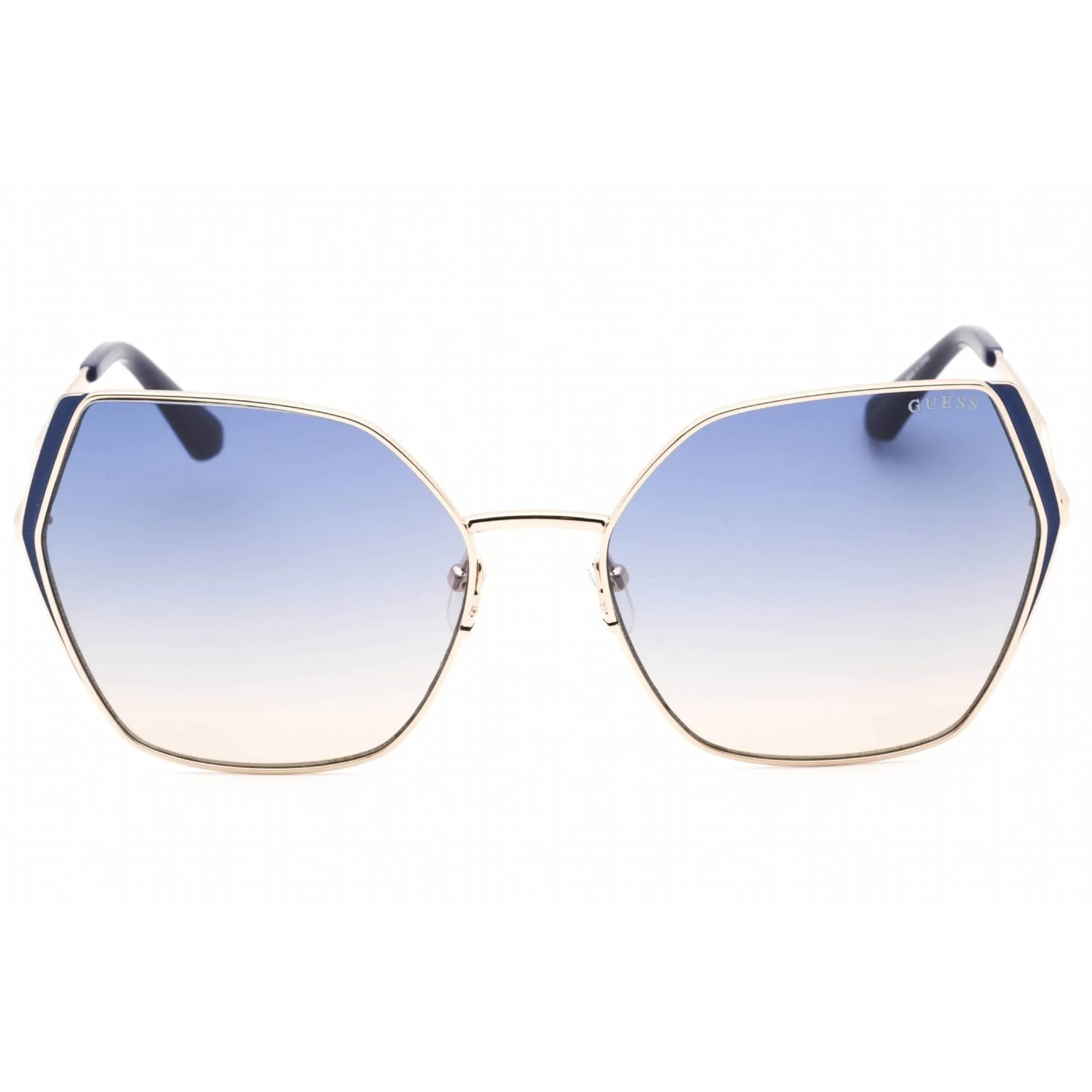 Guess Women's Sunglasses - Gold Metal Full Rim Frame Gradient Blue Lens | GU7843 32W