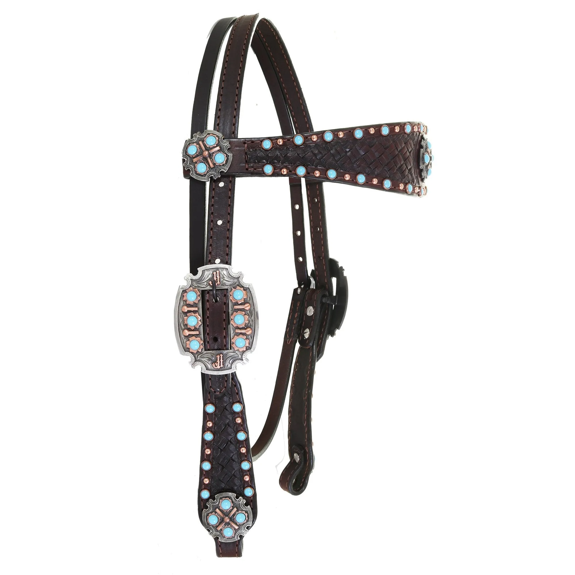 H762 - Brown Leather Tooled Headstall