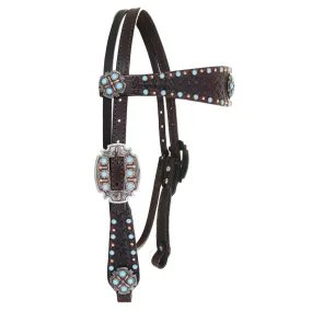 H762 - Brown Leather Tooled Headstall