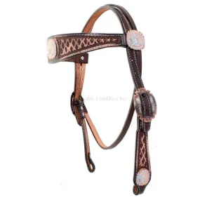 H813 - Brown Vintage Tooled Headstall