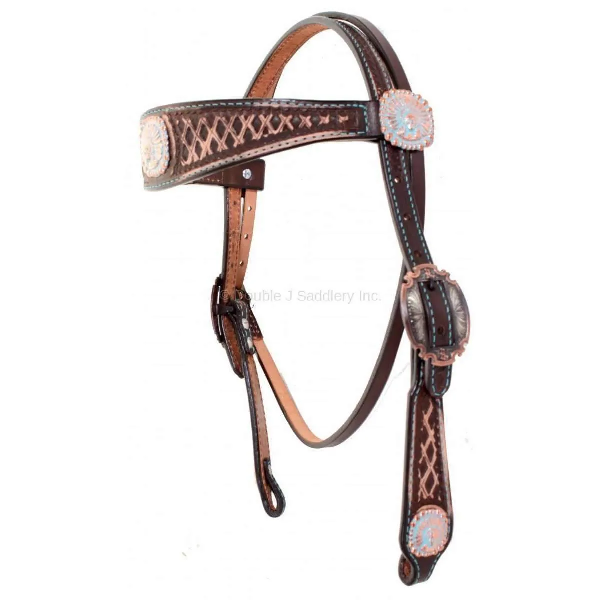 H813 - Brown Vintage Tooled Headstall