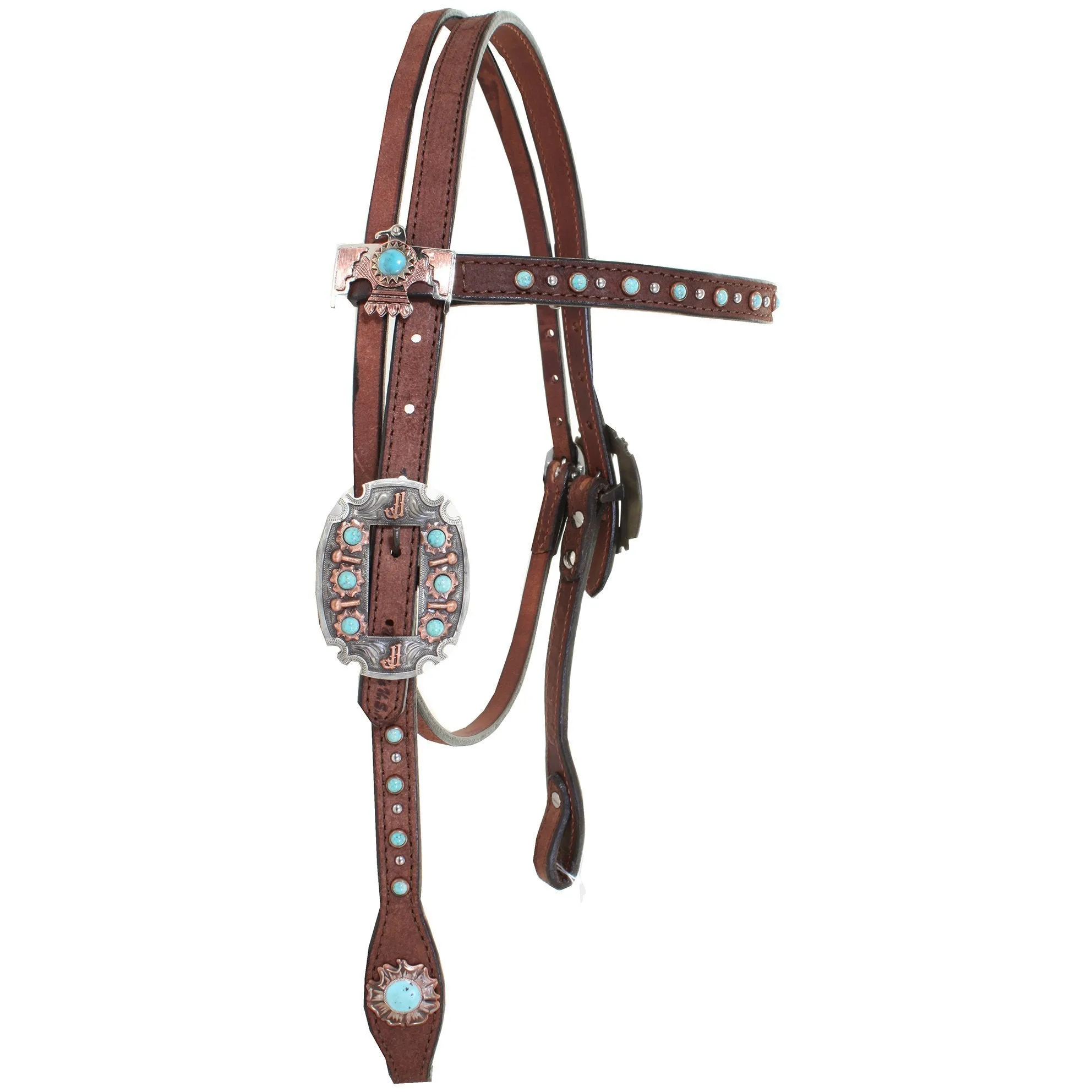 H867 - Brown Vintage Studded Headstall