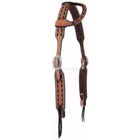 H920A - Natural Rough Out Buck Stitched Single Ear Headstall