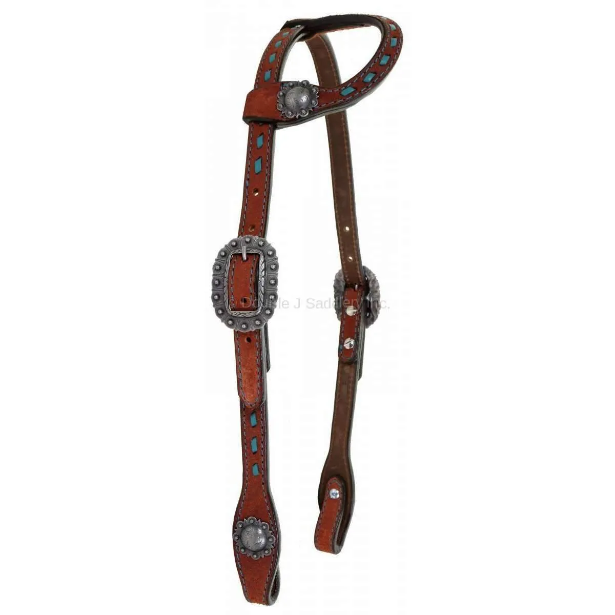 H930 - Chestnut Rough Out Buck Stitched Single Ear Headstall