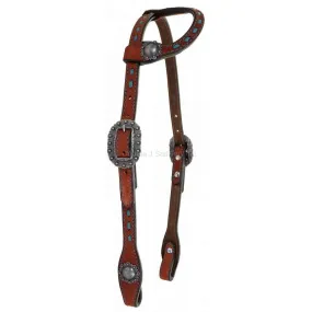 H930 - Chestnut Rough Out Buck Stitched Single Ear Headstall