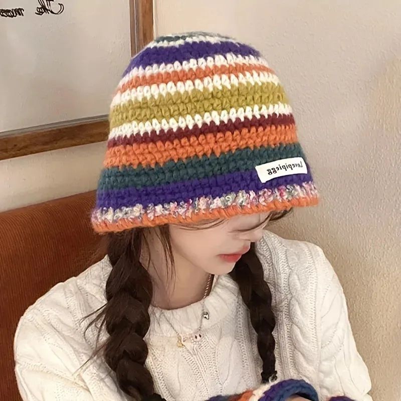 Handmade Crochet Yarn Colored Large Head Circumference Hat