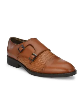 HITZ3001 Men's Brown Leather Formal  Buckle Shoes
