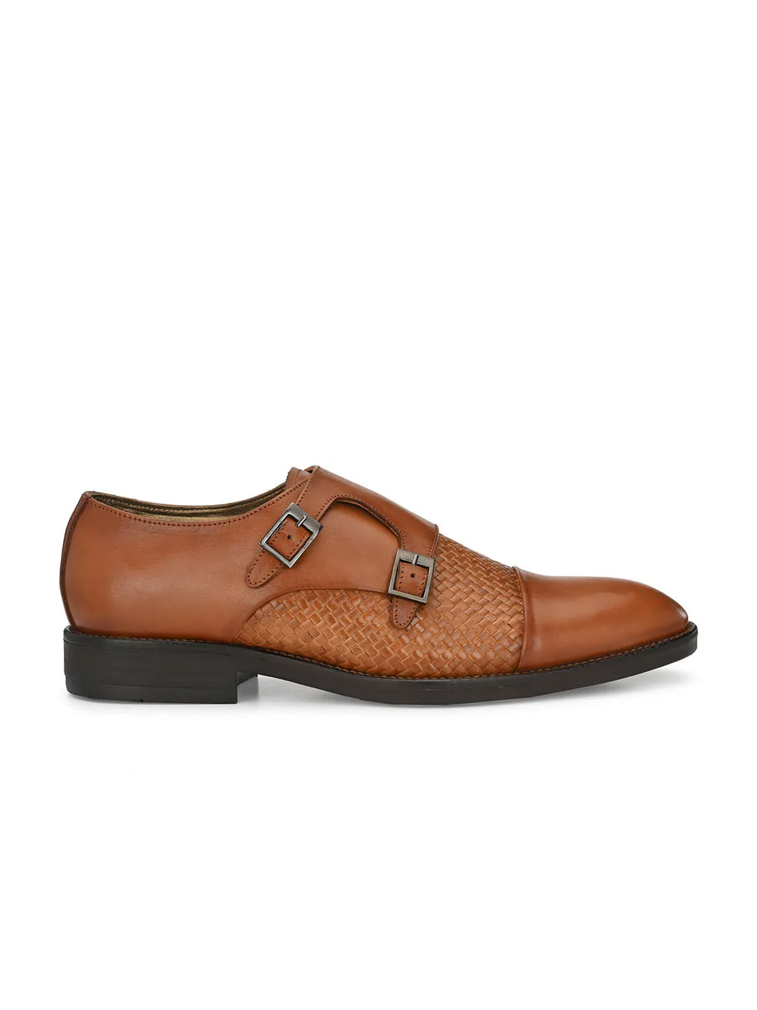 HITZ3001 Men's Brown Leather Formal  Buckle Shoes