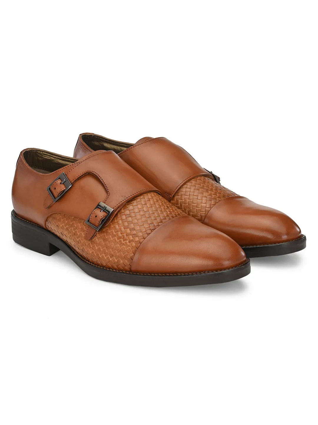 HITZ3001 Men's Brown Leather Formal  Buckle Shoes
