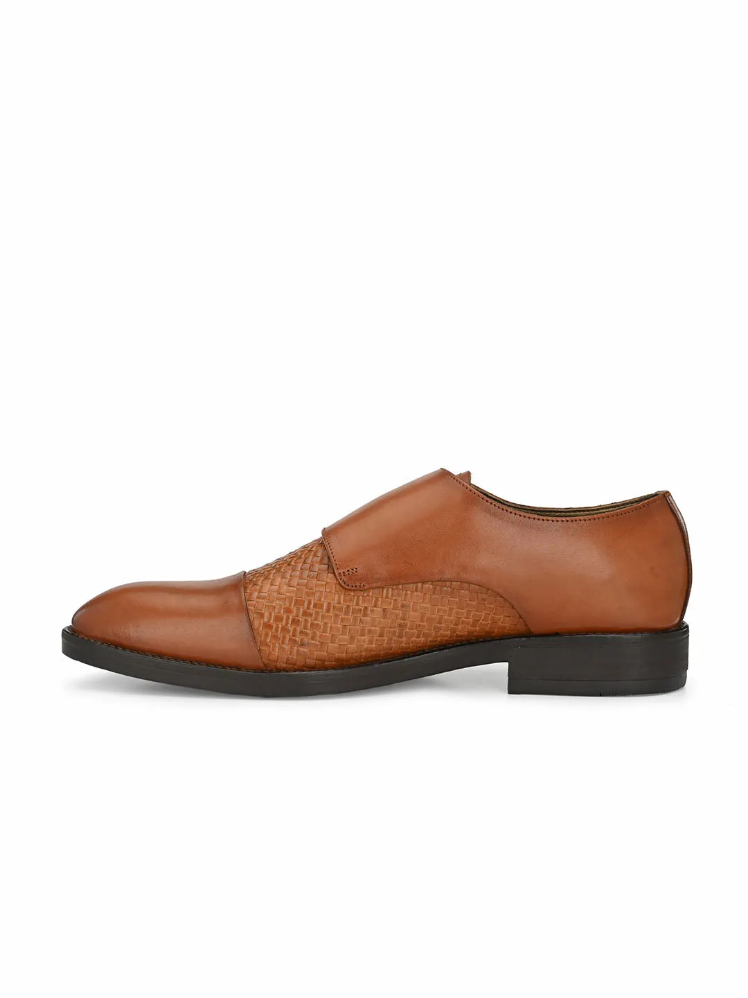 HITZ3001 Men's Brown Leather Formal  Buckle Shoes