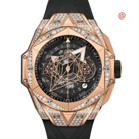 Hublot Sang Bleu II King Gold Pave Chronograph Automatic Diamond Black Dial Watch 418.OX.1108.RX.1604.MXM20