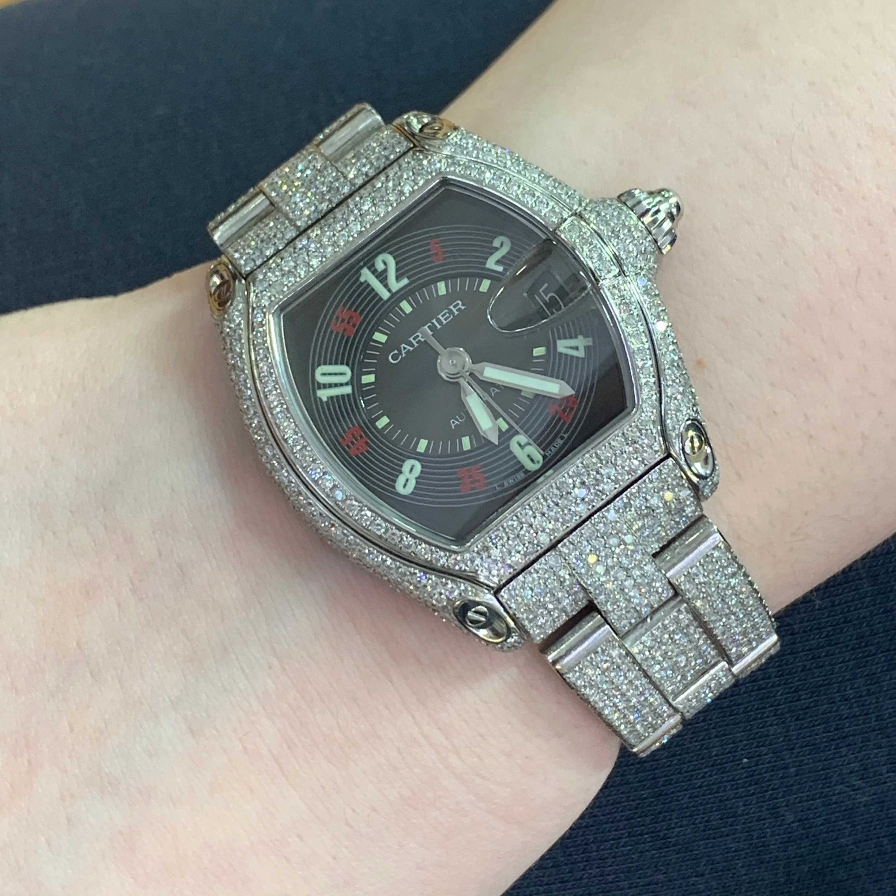 Iced Out 36mm Cartier Diamond Watch