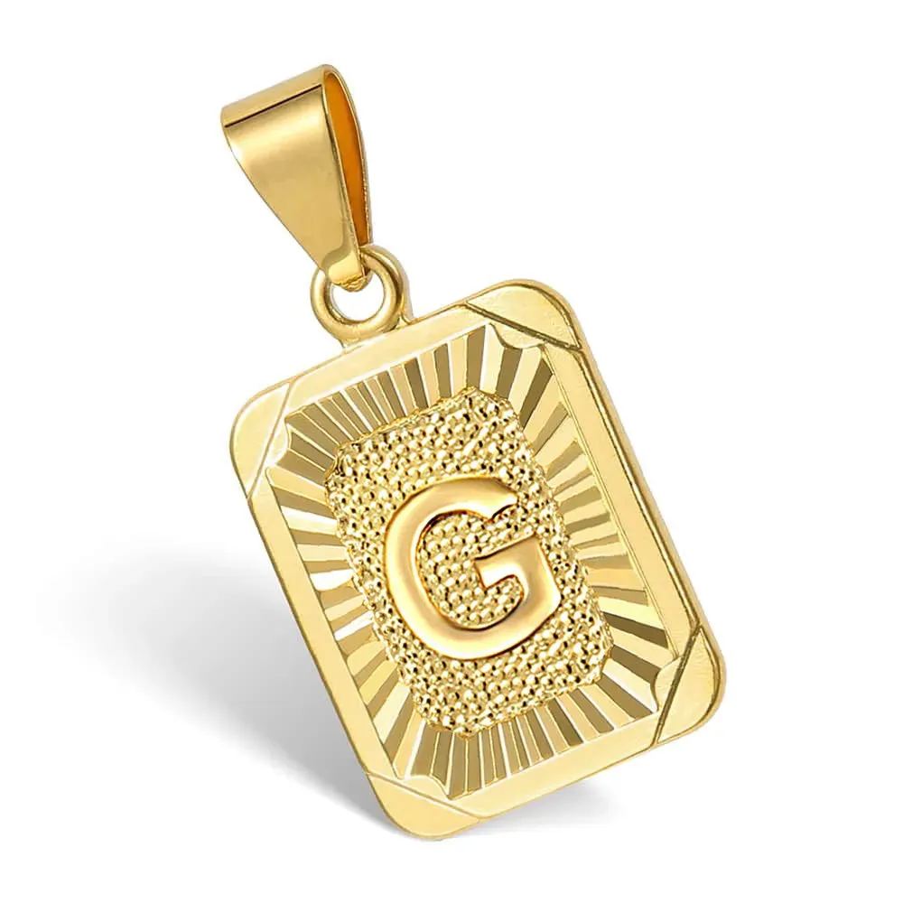 Initial Letter Pendant Necklace for Women Men Gold Curb Chain Jewelry