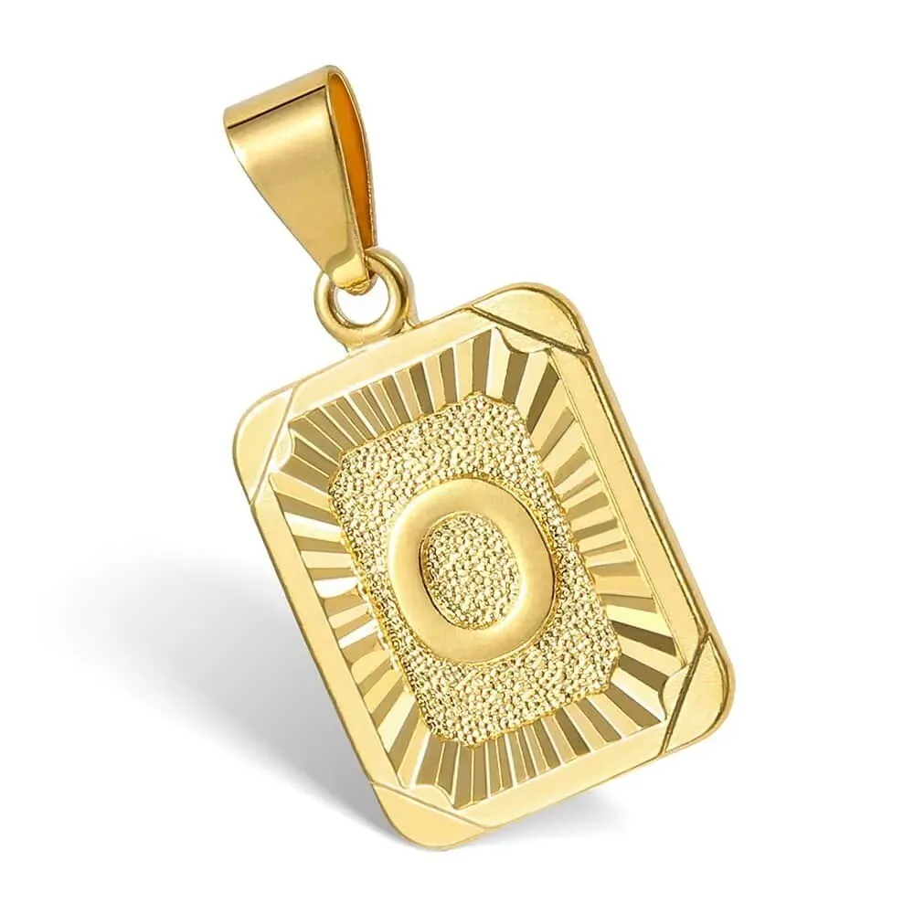 Initial Letter Pendant Necklace for Women Men Gold Curb Chain Jewelry