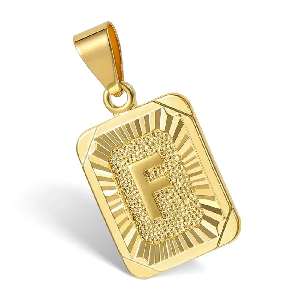 Initial Letter Pendant Necklace for Women Men Gold Curb Chain Jewelry
