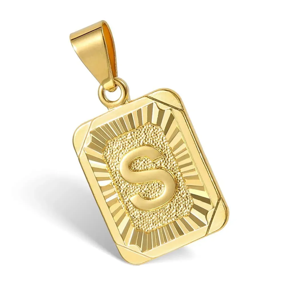 Initial Letter Pendant Necklace for Women Men Gold Curb Chain Jewelry